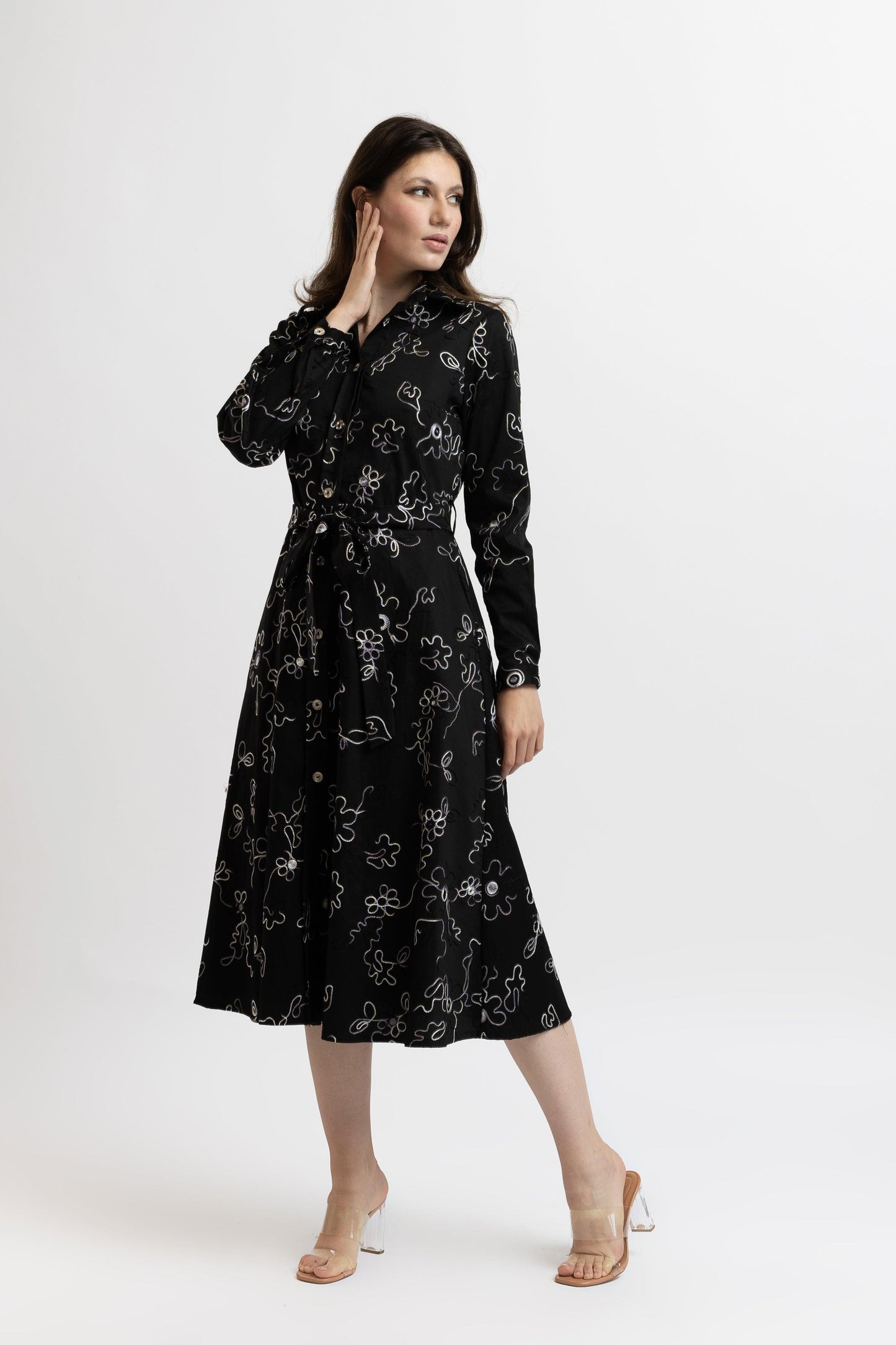 Rochie din Bumbac cu Broderie Florală - Sissel