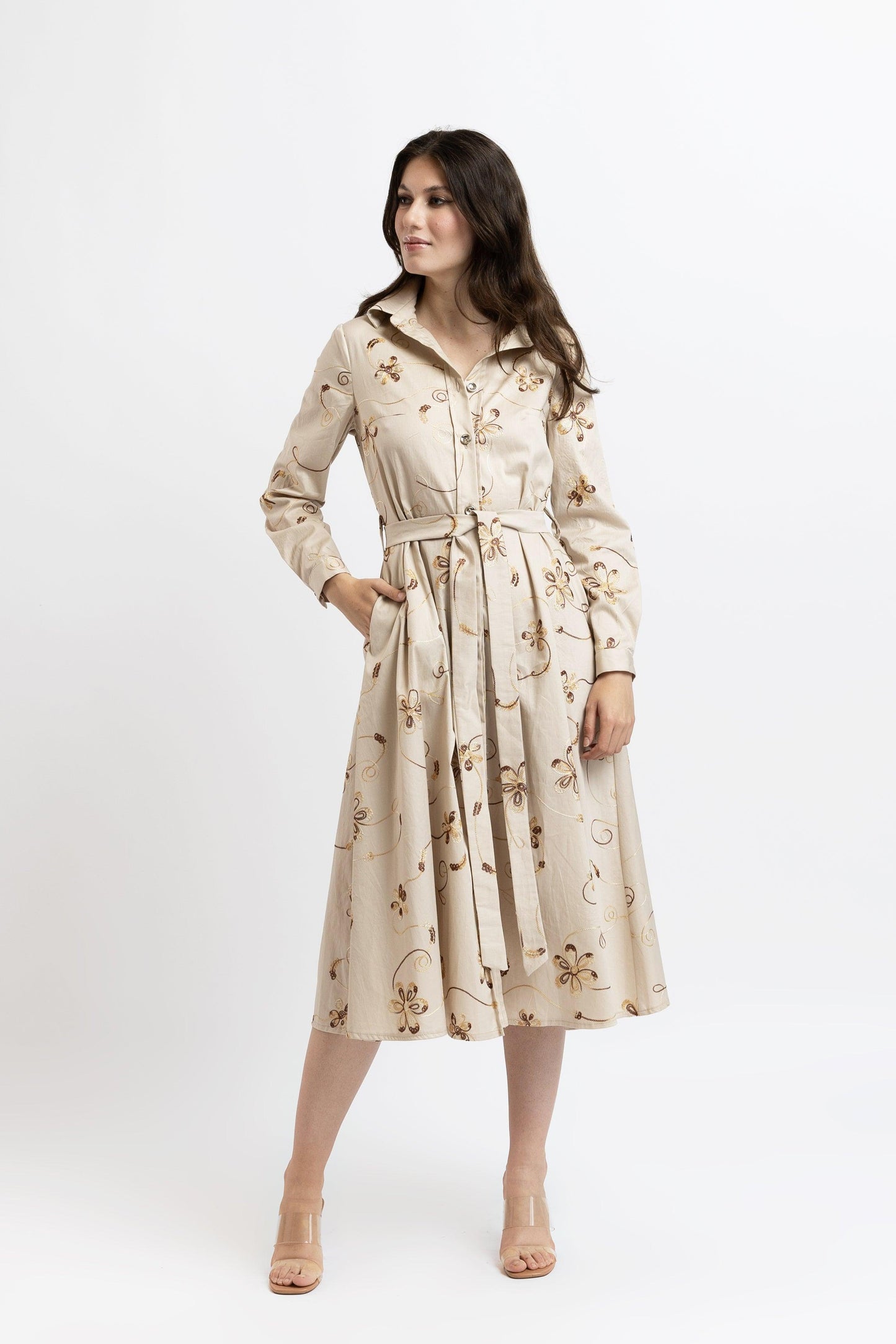 Rochie din Bumbac cu Broderie Florală - Sissel