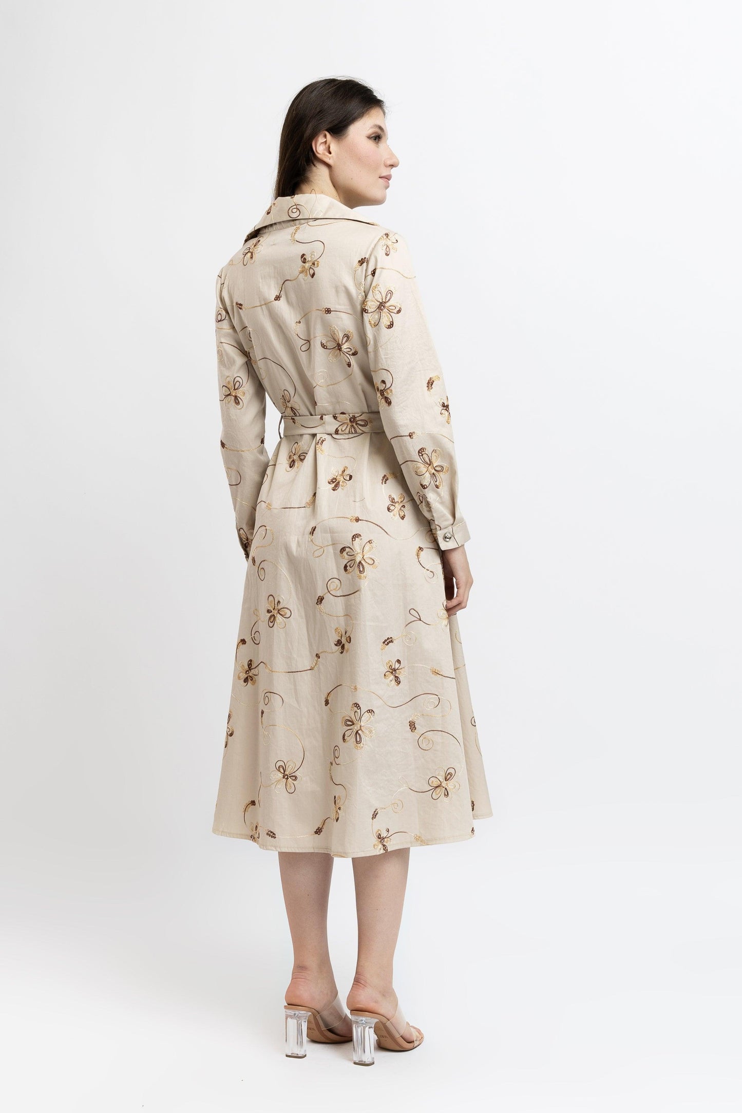 Rochie din Bumbac cu Broderie Florală - Sissel