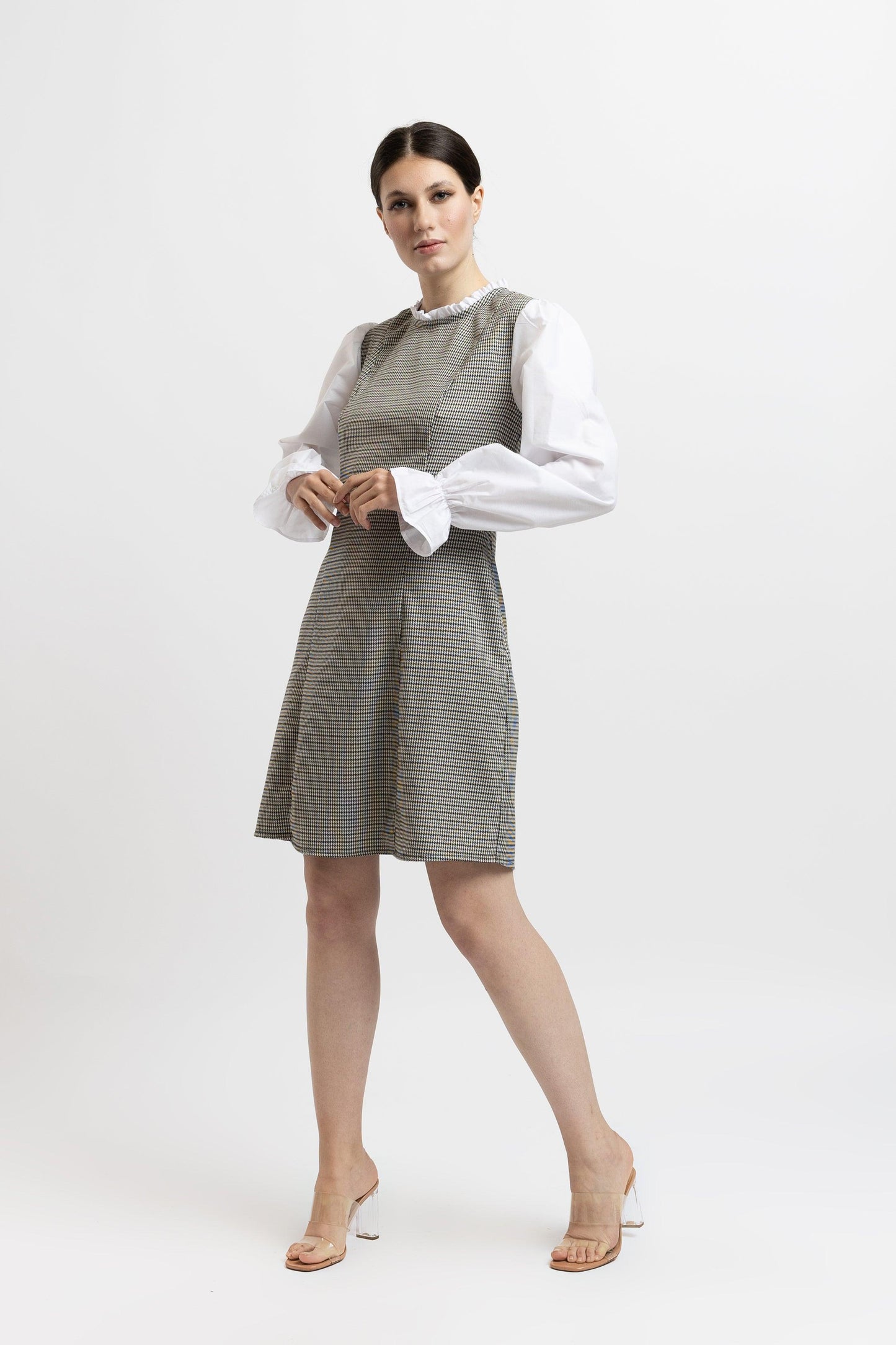 Rochie din Stofâ cu Mâneci din Poplin - Sissel