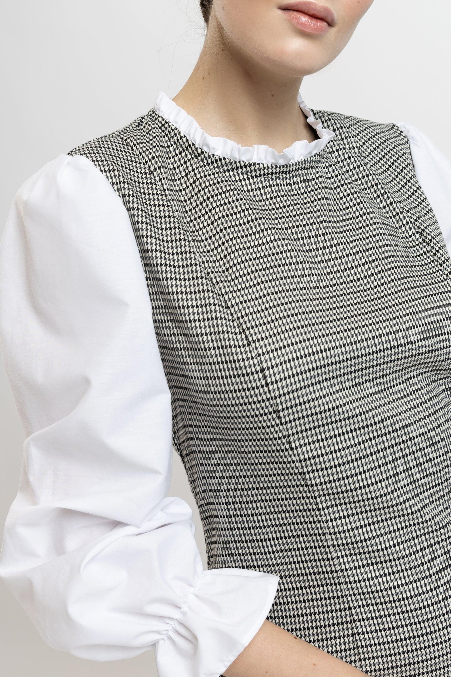 Rochie din Stofâ cu Mâneci din Poplin - Sissel