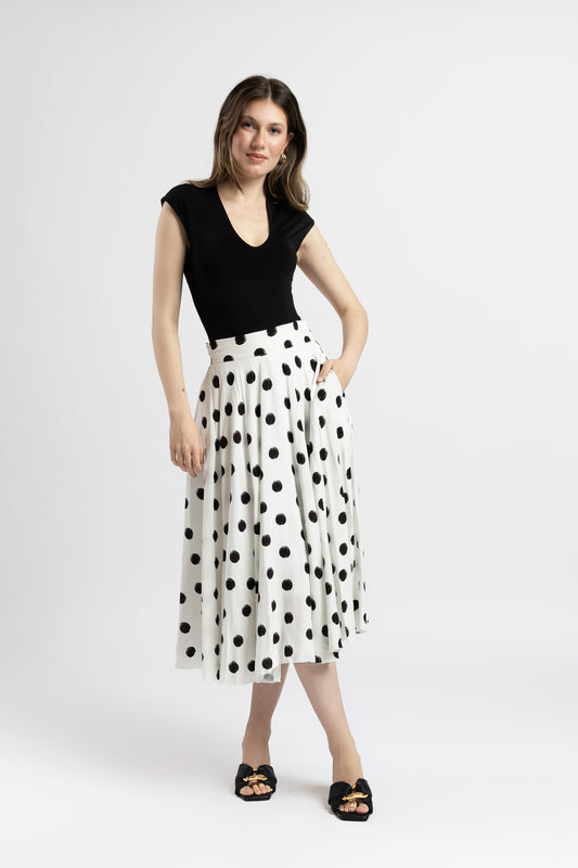 Fustă Midi cu Buline