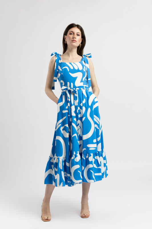 Rochie Midi cu Imprimeu Abstract