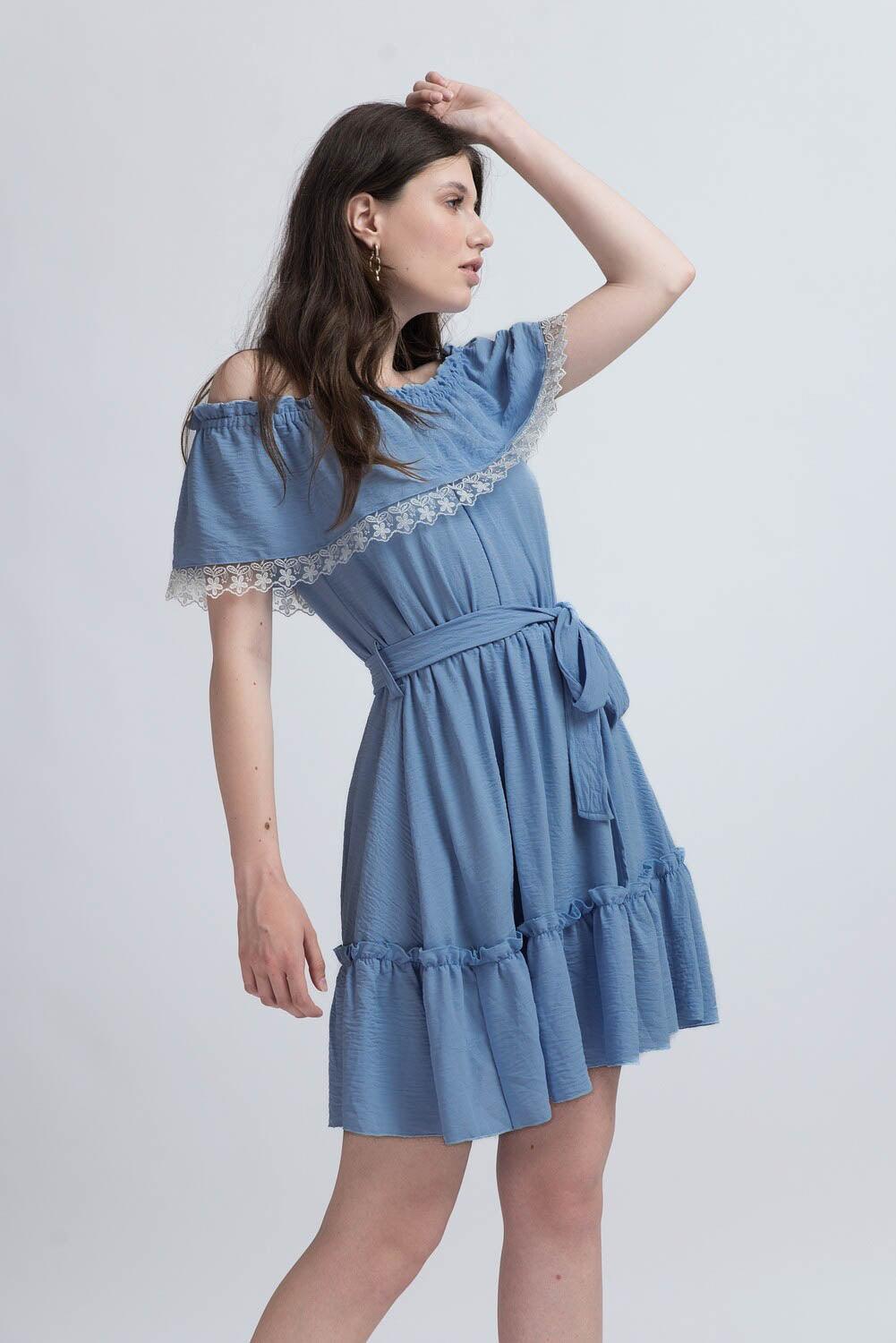 Rochie Scurtă cu Inserții din Dantelă - Sissel