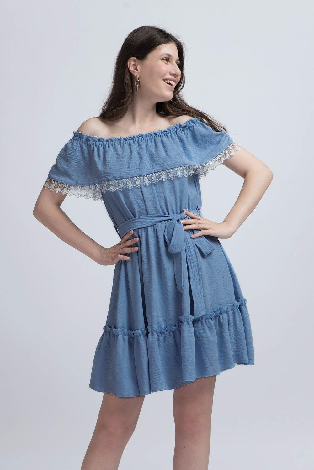 Rochie Scurtă cu Inserții din Dantelă - Sissel