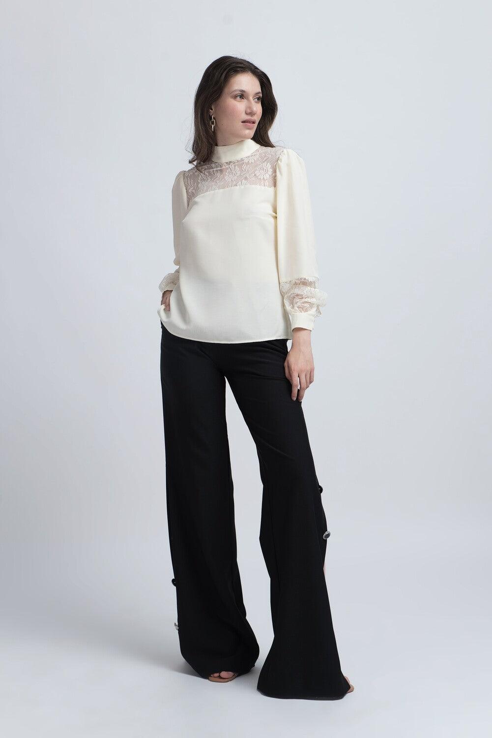 Bluză din Bumbac cu Dantelă - Sissel