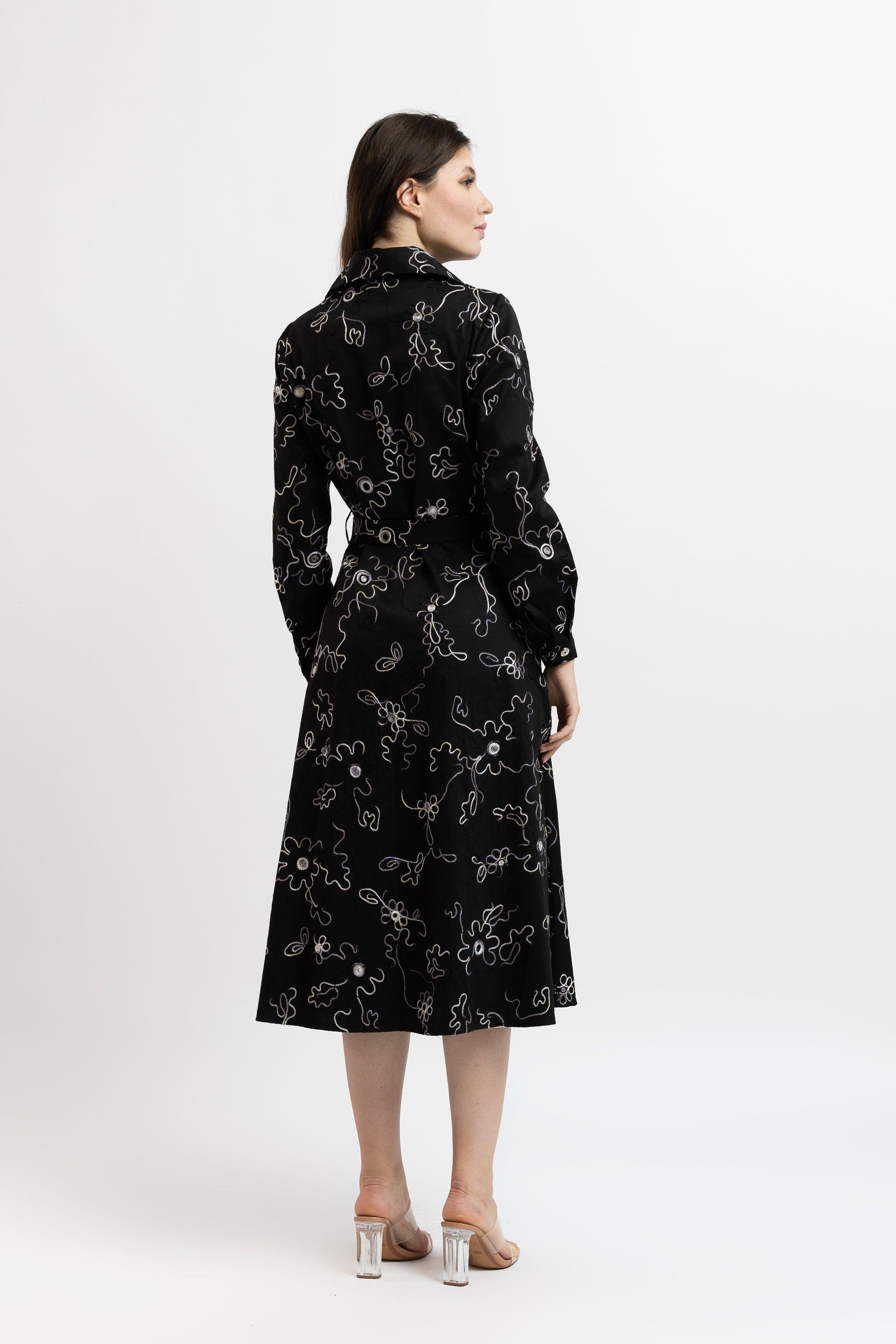 Rochie din Bumbac cu Broderie Florală - Sissel