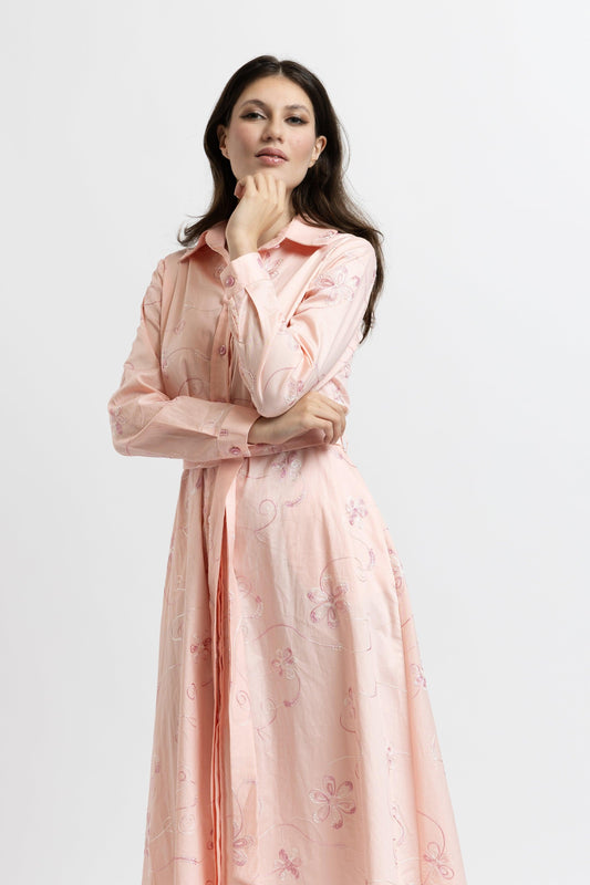 Rochie din Bumbac cu Broderie Florală - Sissel