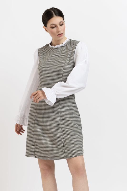 Rochie din Stofâ cu Mâneci din Poplin - Sissel