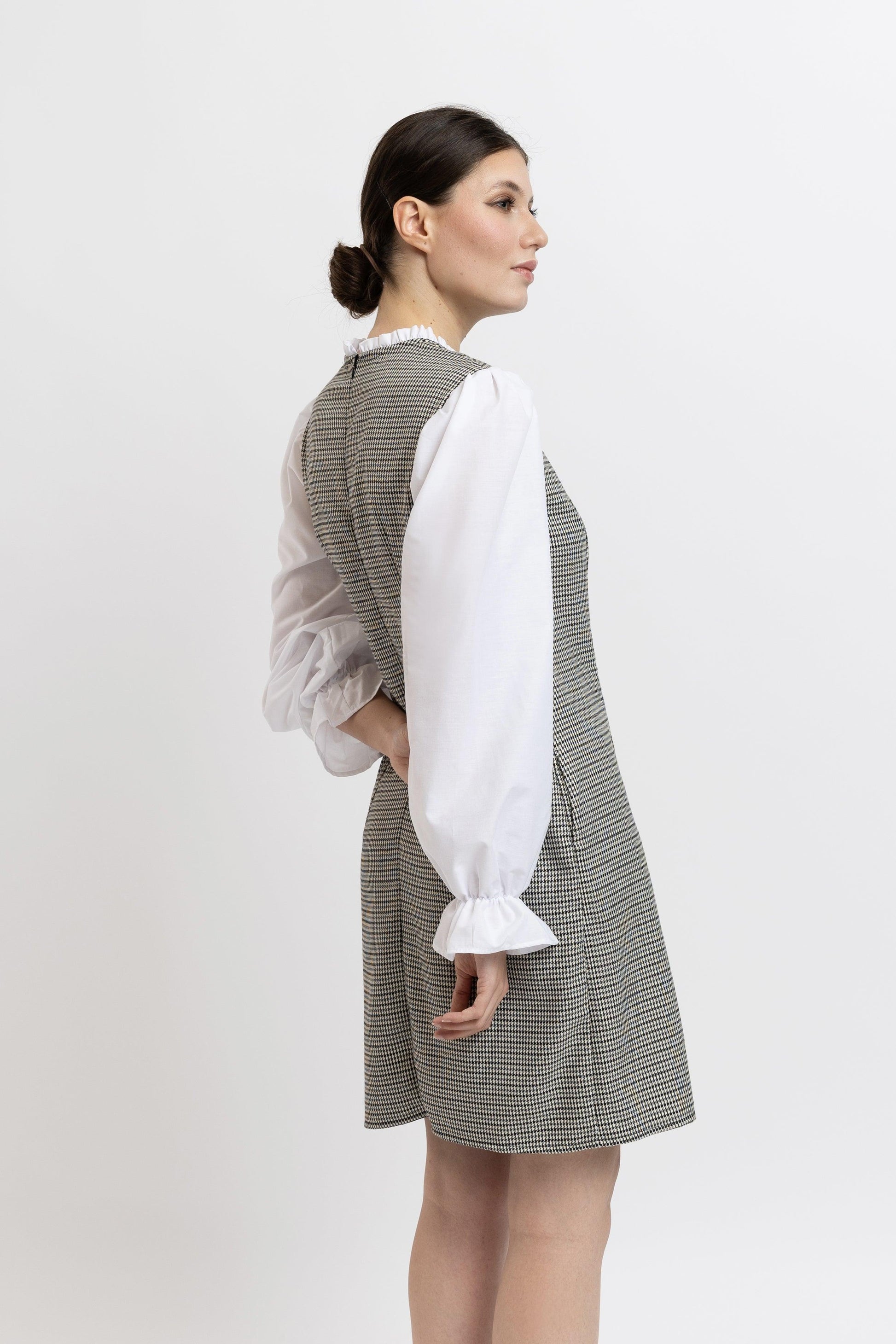 Rochie din Stofâ cu Mâneci din Poplin - Sissel