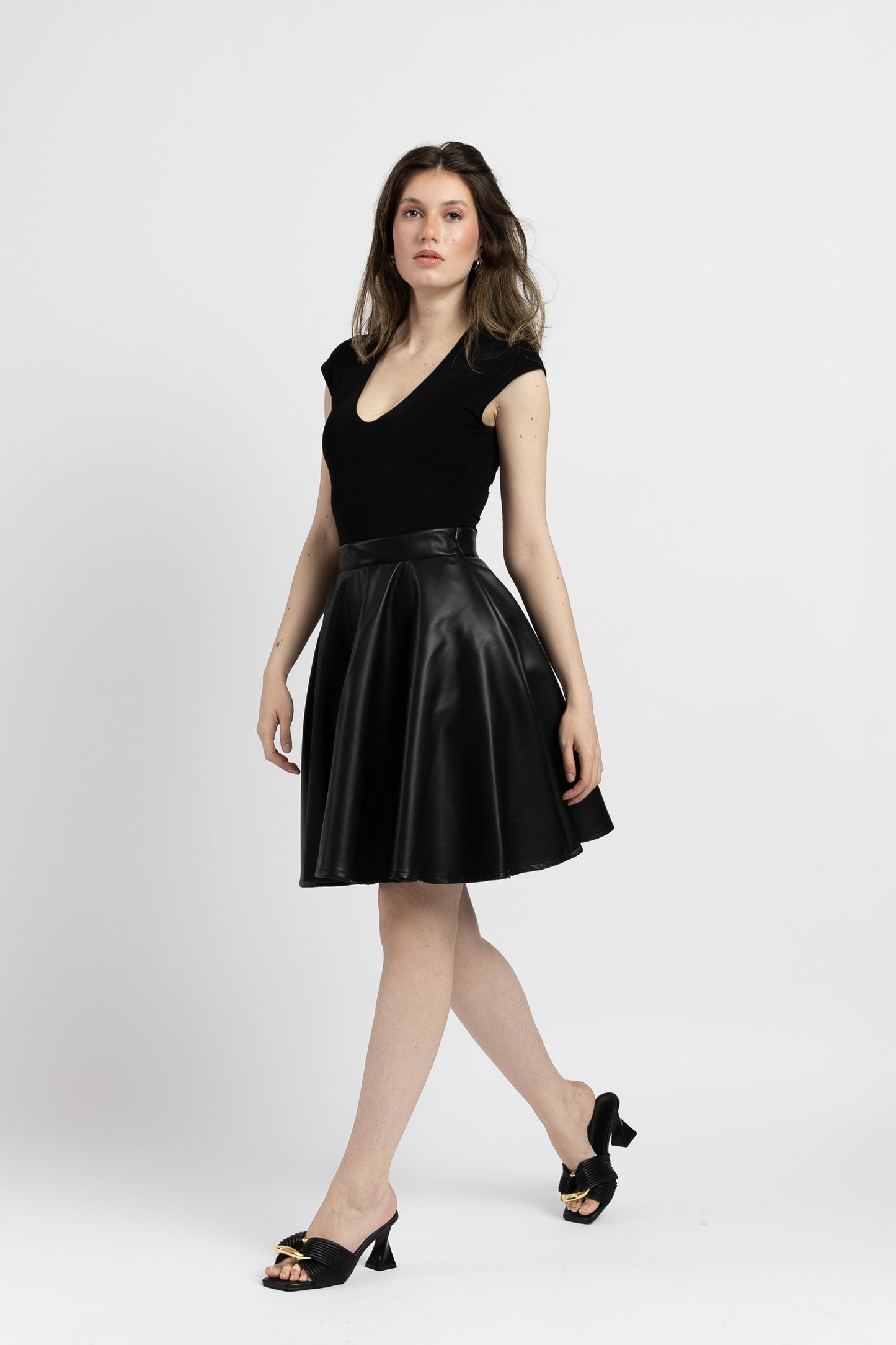 Fustă Cloș din Piele Ecologică