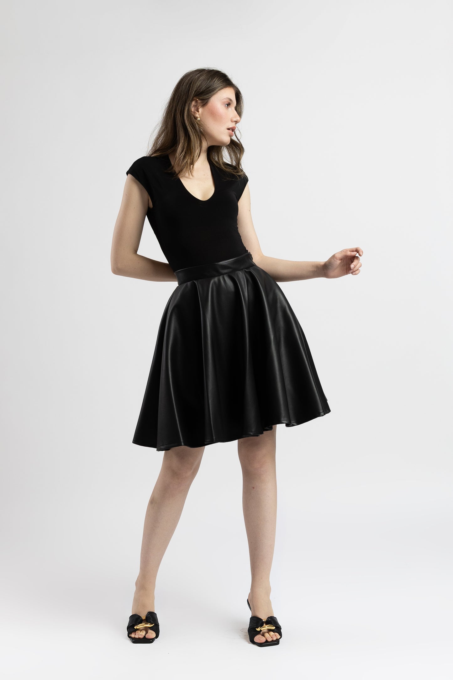 Fustă Cloș din Piele Ecologică