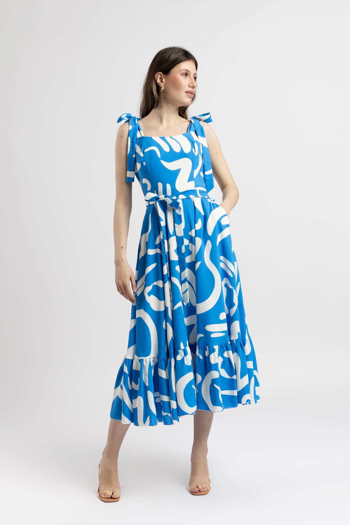 Rochie Midi cu Imprimeu Abstract