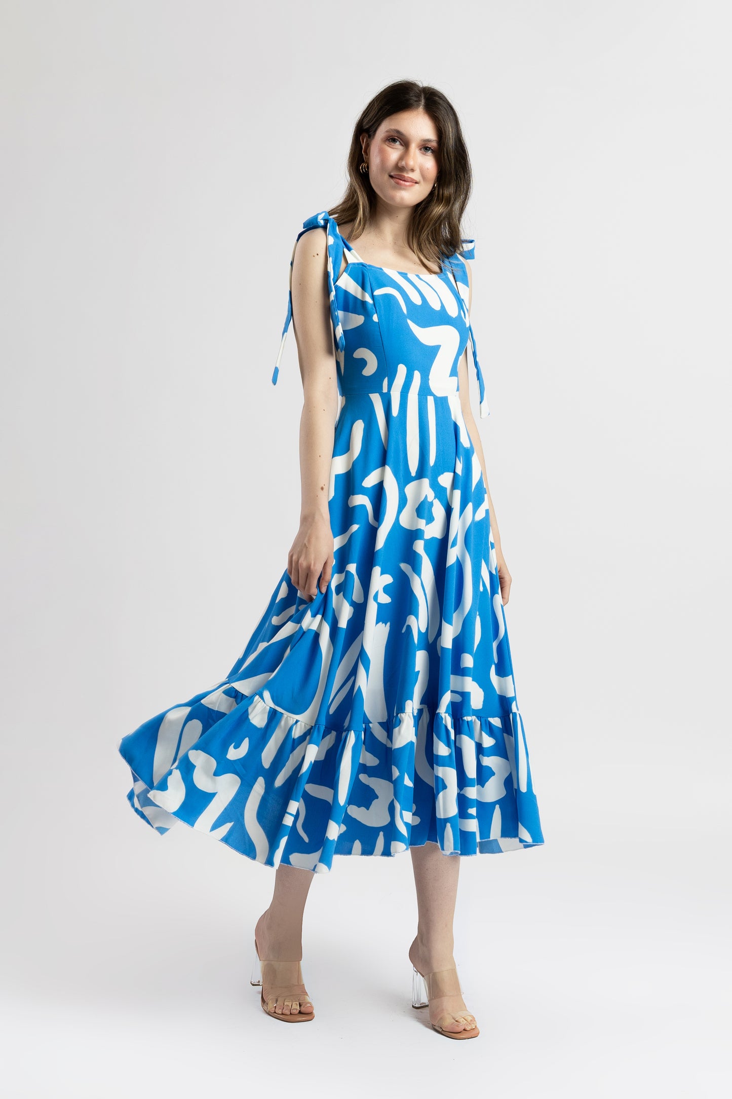 Rochie Midi cu Imprimeu Abstract