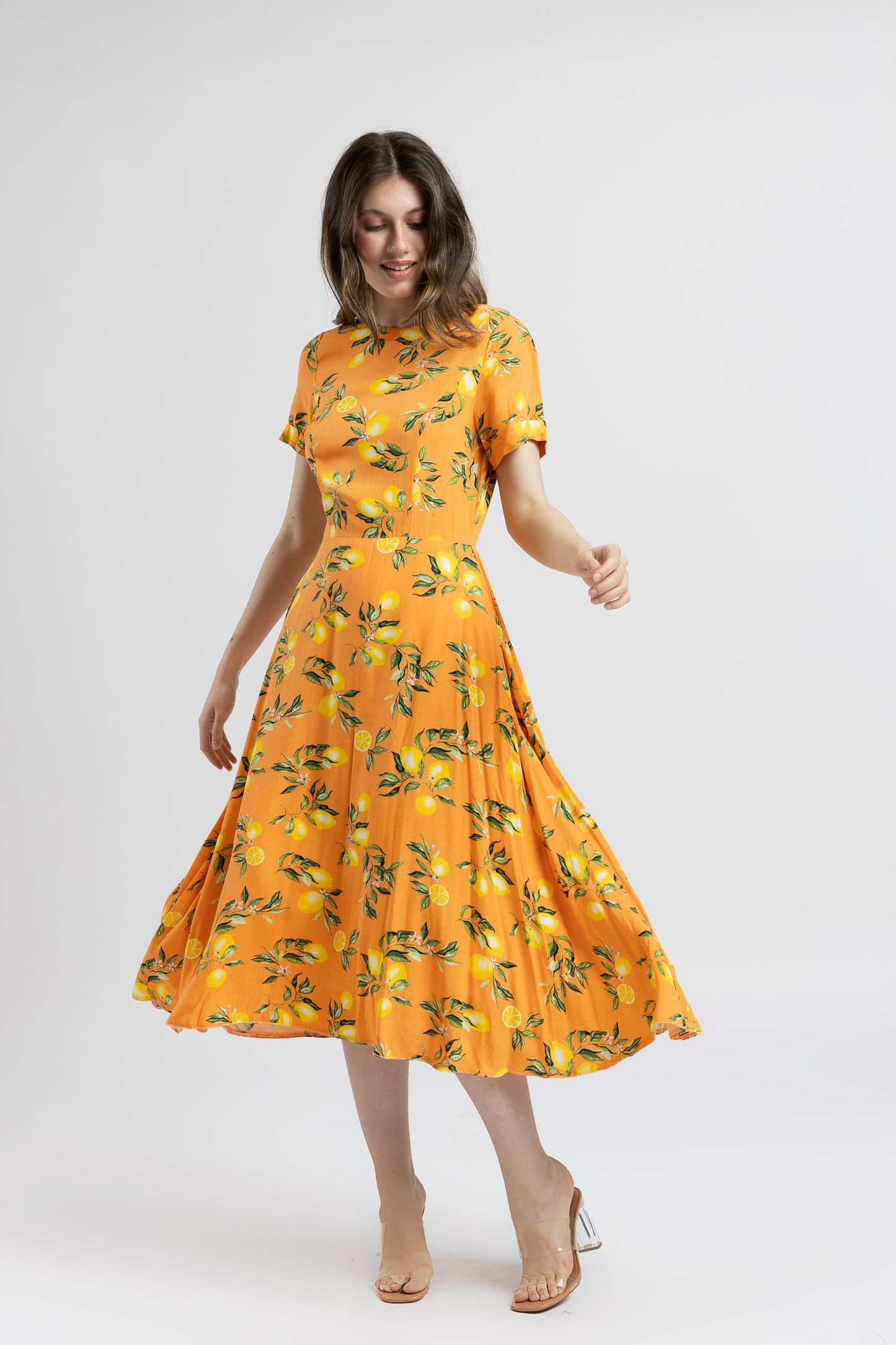 Rochie Midi Cu Imprimeu Lemon Days