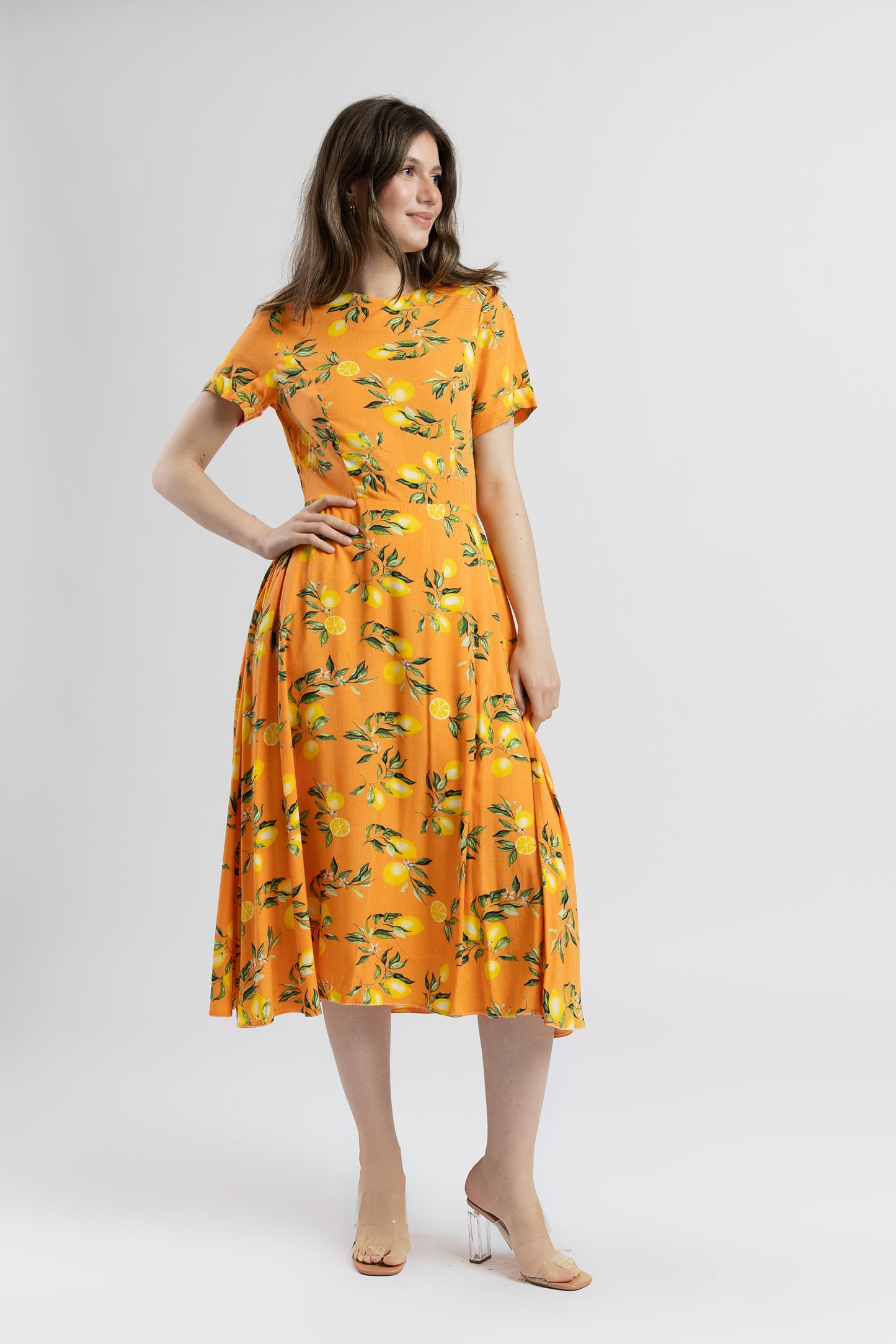 Rochie Midi Cu Imprimeu Lemon Days