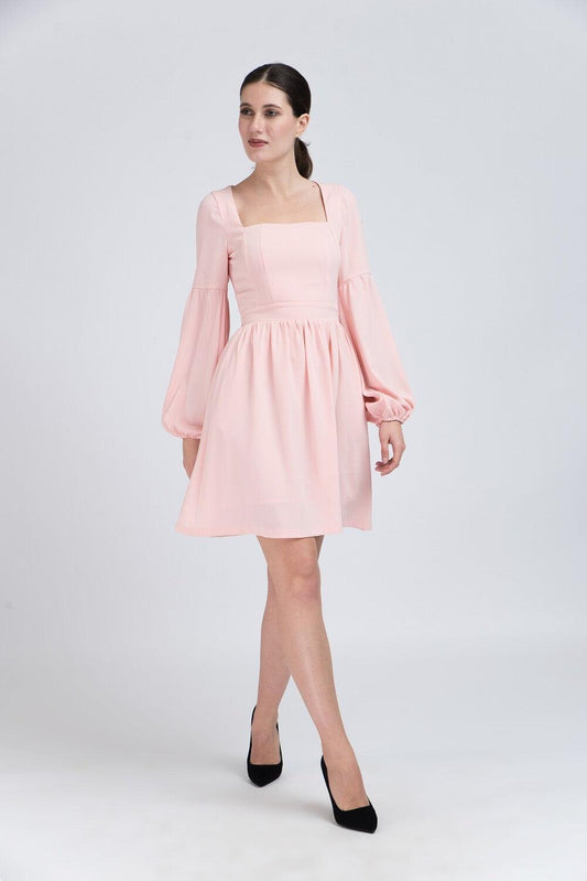 Rochie din Vâscoză cu Mâneci Bufante - Sissel