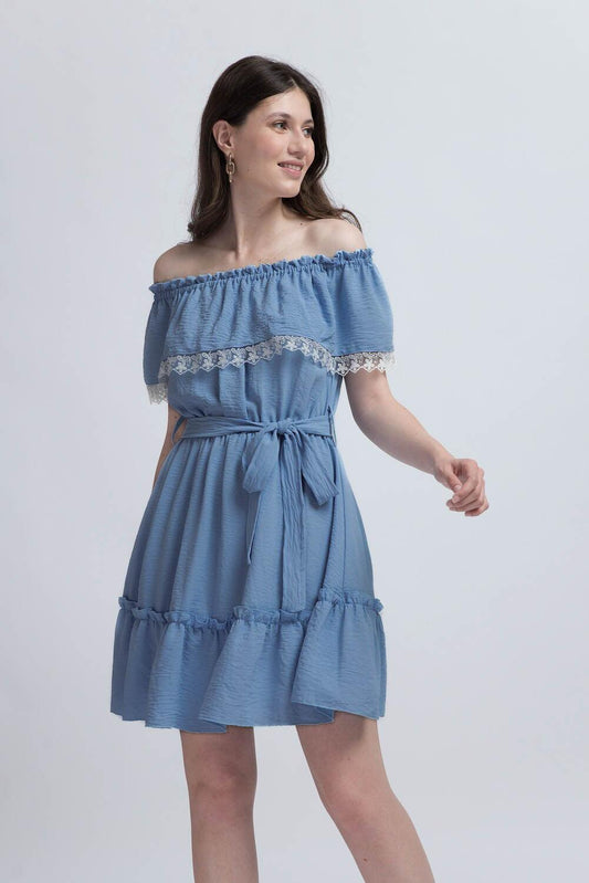 Rochie Scurtă cu Inserții din Dantelă - Sissel
