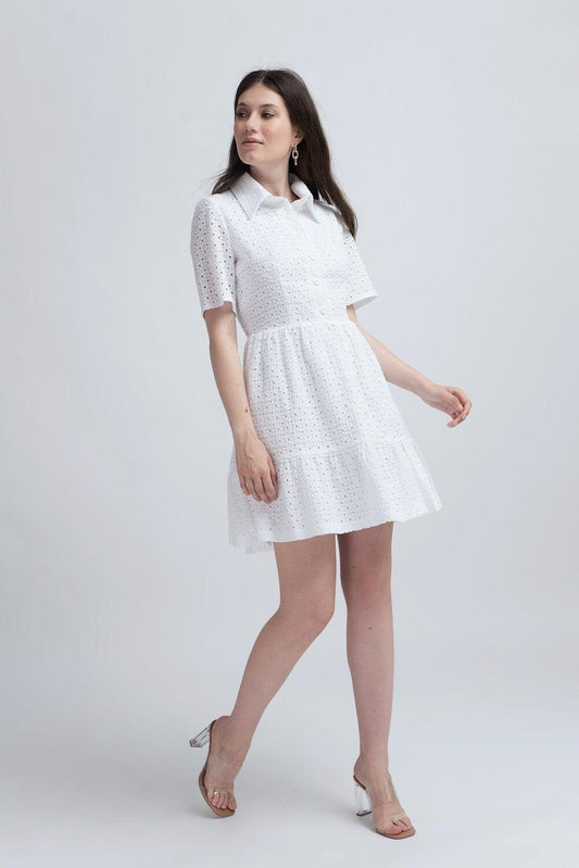 Rochie Scurtă din Bumbac Perforat - Sissel